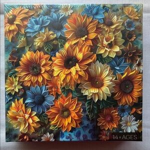 Summer Sunflower Floral Burst Puzzle by Larkipuzz 1000 piece Multicolor